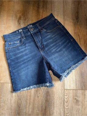 a.n.a Dark Blue Frayed Hem Denim Shorts